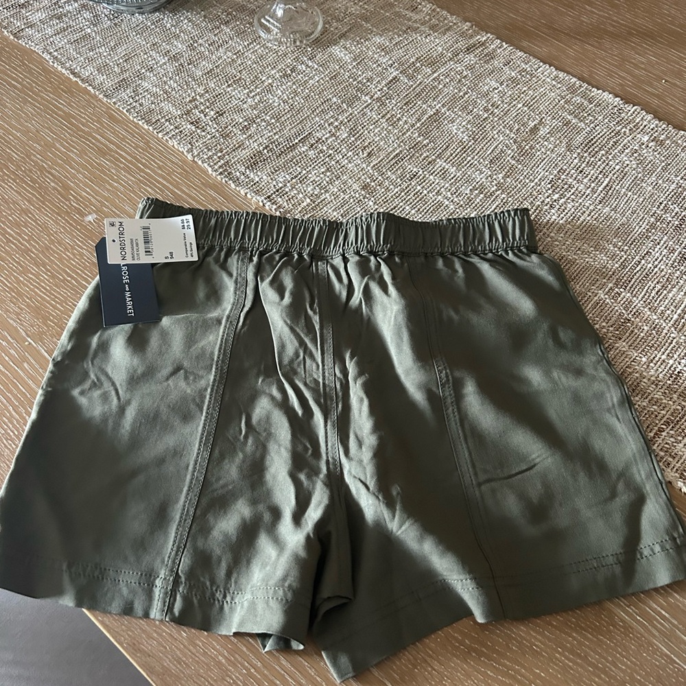 Green Utility Shorts with Elastic Waistband